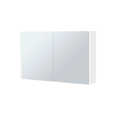 Armoire à pharmacie blanche avec 2 portes et miroirs, 3 tablettes internes pour le rangement de la salle de bain, portes à miroir Brilliance, style élégant