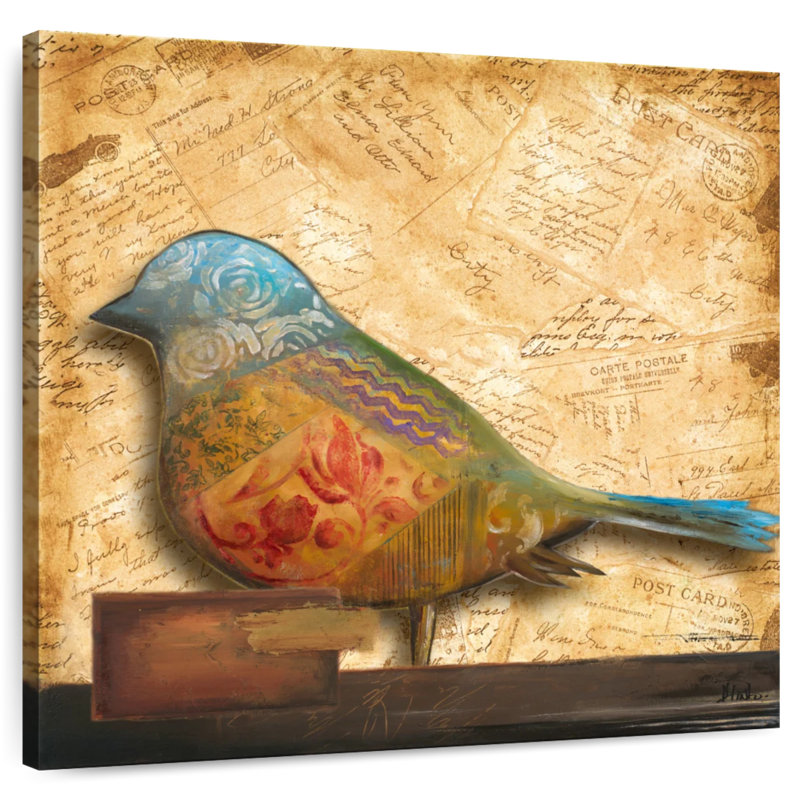 Oiseau de collage I, H 10 po x l 10 po