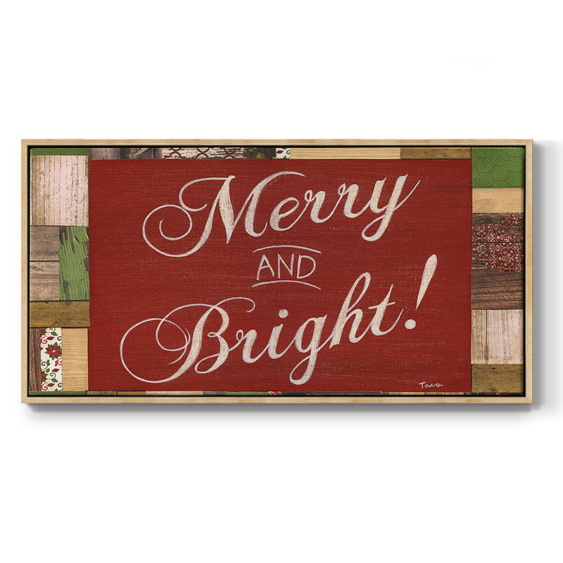 Merry and Bright - Toile tendue avec châssis encadré - Prêt à être accroché, Naturel, H 21 po x l 41 po