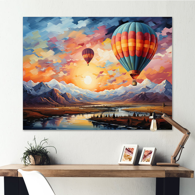 «Expressionist Balloon Flight I» sur toile, H 12 po x l 20 po x P 1 po, Toile tendue