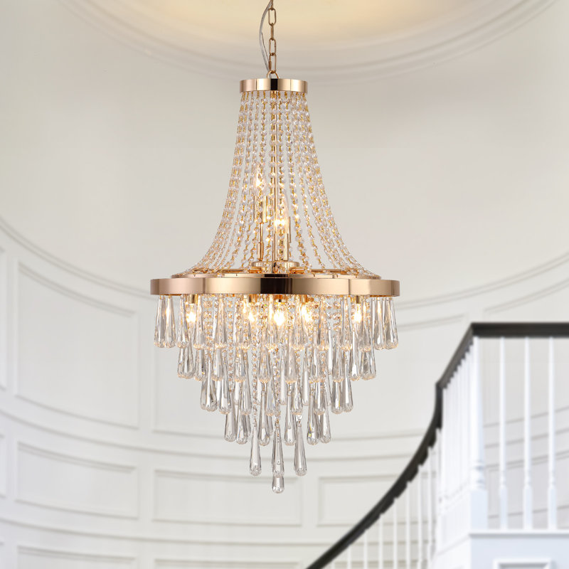 Lustres en cristal, grand éclairage de plafond contemporain de luxe, Doré