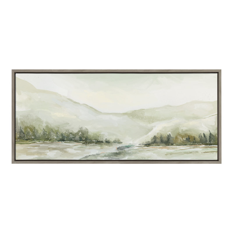Gray Framed Winter Landscape Canvas Print, 18" x 40"