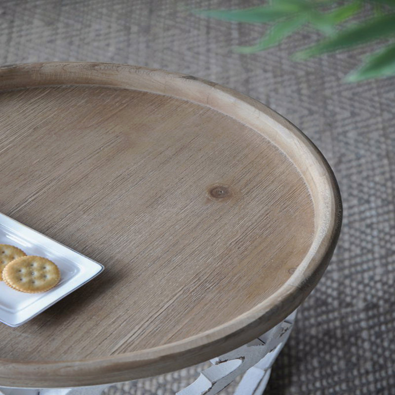Grande table d'appoint 23 po blanche vieillie