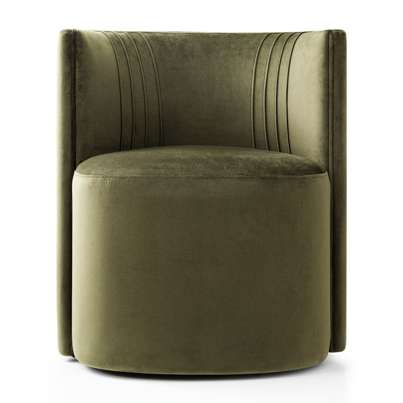 Fauteuil en velours avec roulettes, Vert