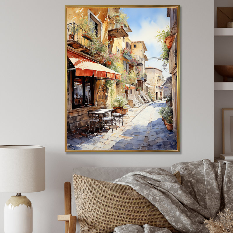 "Italian Village Essence 2", Cadre flottant doré, 60" H x 28" W