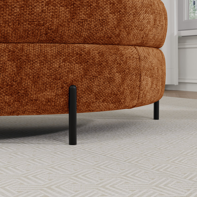 47.2" W Modern Half Moon-shaped Storage Ottoman With Metal Legs, Orange