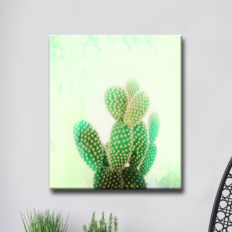 « cactus », impression sur toile tendue, reproduction d’art, H 20 po x l 16 po x P 1,5 po