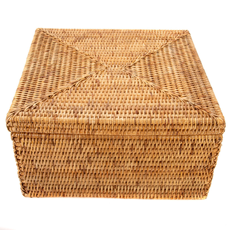 Boîte de rangement avec couvercle Arine, Brun miel