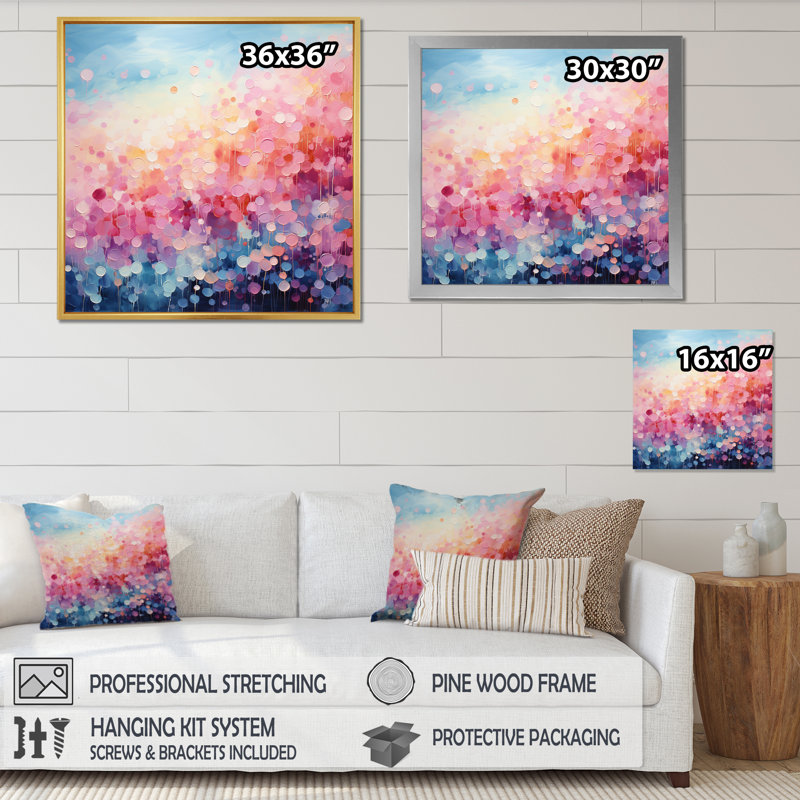 Cotton Candy I - Abstract Landscape Canvas Wall Art, Toile tendue, H 16 po x l 16 po x P 1 po