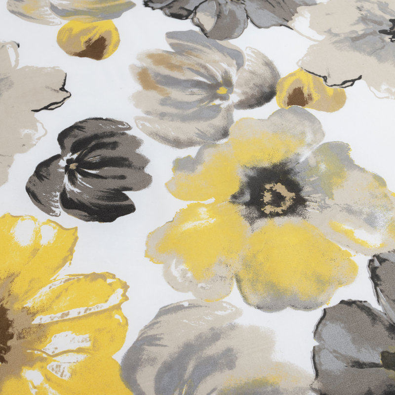 Queen Yellow and Gray Floral Microfiber Sheet Set