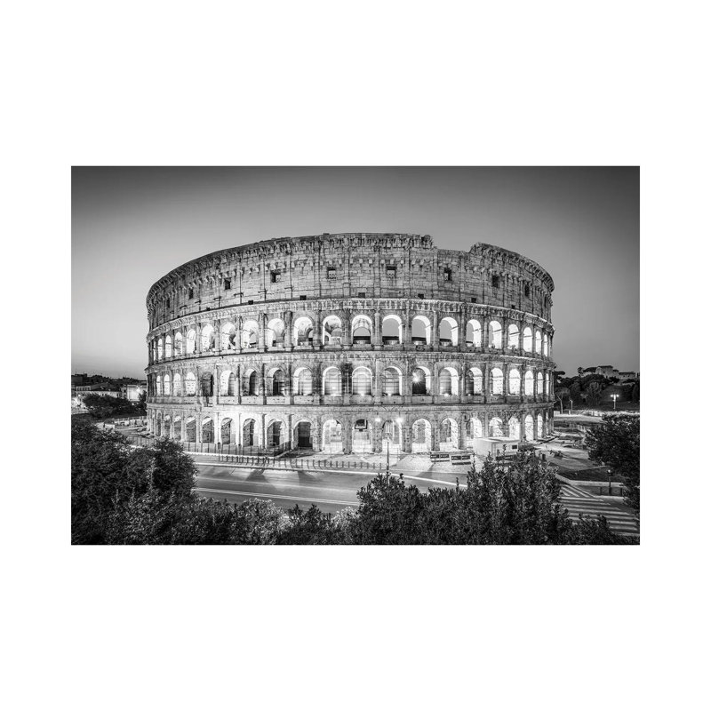 Colosseum In Rome Monochrome by Jan Becke - Wrapped Canvas Print, 20.32 cm H x 30.48 cm W