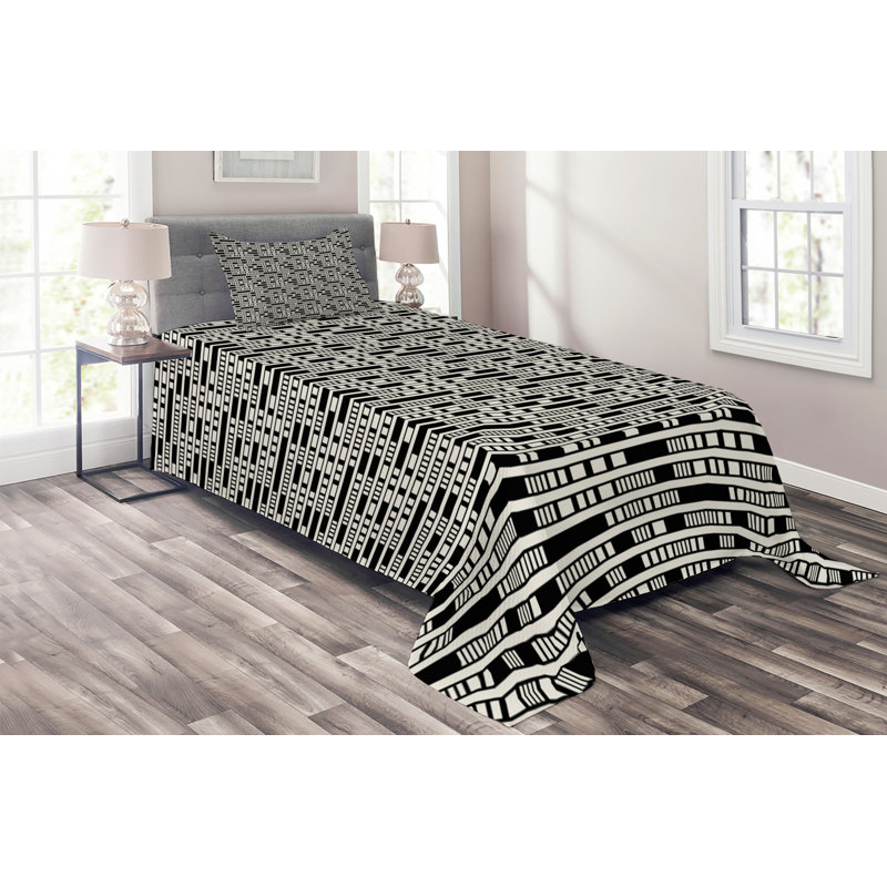 Modern & Contemporary Polyester Geometric Shapes Coverlet, Twin Bedspread + 1 Sham