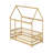 Twin Size House Floor Wooden Frame Materialen Bed Frame With Roof Frame,Safety Guardrails
