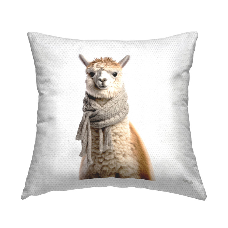 Coussin d'extérieur Fluffy Alpaca in Scarf