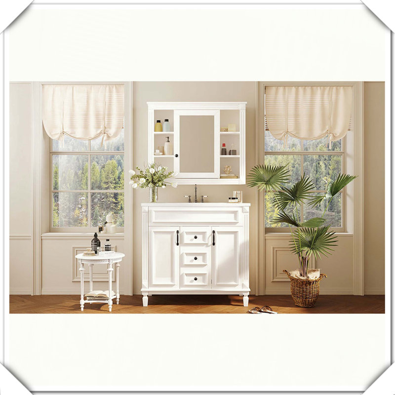 Meuble-lavabo moderne simple avec tiroirs à fermeture en douceur, Gris