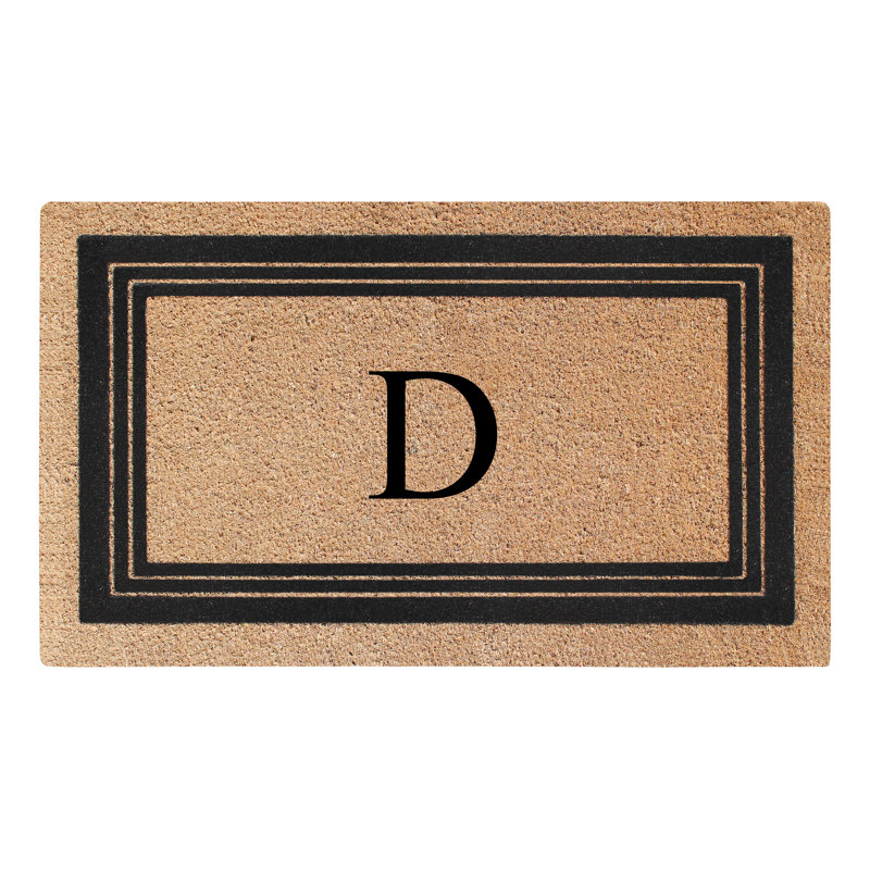 Monogrammed Triple Classic Border Natural Coir Door Mat with PVC Backing – Heavy-Duty, Anti-Shed & Easy to Clean, 30" x 18"