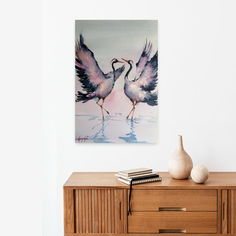 Black-Necked Crane Contemporary Bird Wall Art, 24" H x 16" W