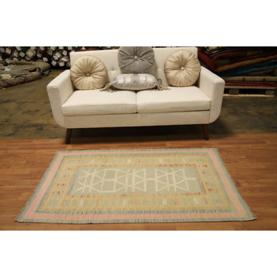 Tapis en laine à motif doux de couleur géométrique 3 x 5 pour des intérieurs élégants
