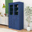 Armoire de cuisine 72 po avec portes en verre, 5 tiroirs, tablettes réglables et plateaux coulissants Farmhouse-80668503