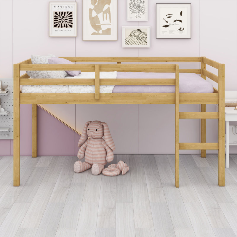 Wooden Loft Bed With Ladder, Natural