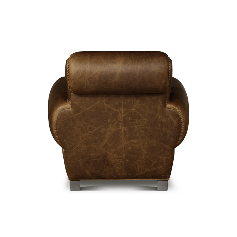 Fauteuil en cuir véritable Parisian, Flocon de neige (doux au toucher), Espresso