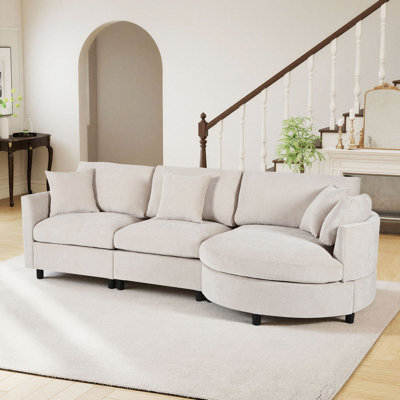107'' Chenille Sofa with Curved Chaise