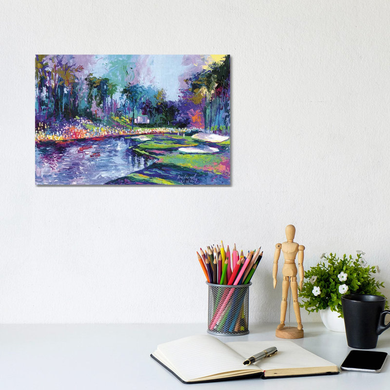 Golf Hole I by Richard Wallich - Painting on Canvas, Wrapped Canvas, 20.32 cm H x 30.48 cm W