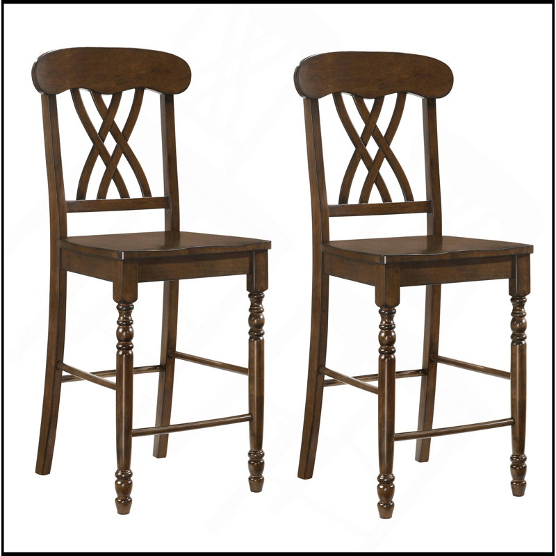 Tabourets à hauteur de comptoir en noyer croisé (ensemble de 2)
