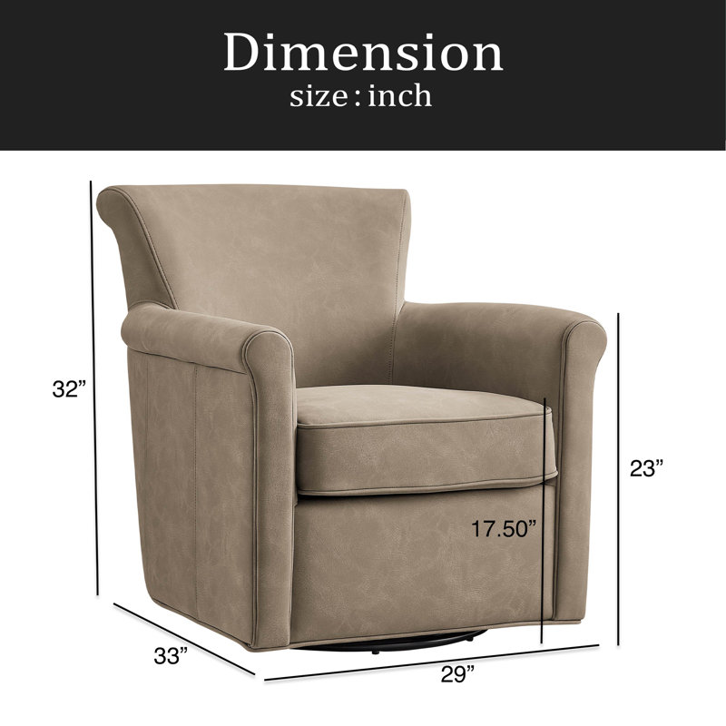 Fauteuil d'appoint pivotant en similicuir, Taupe