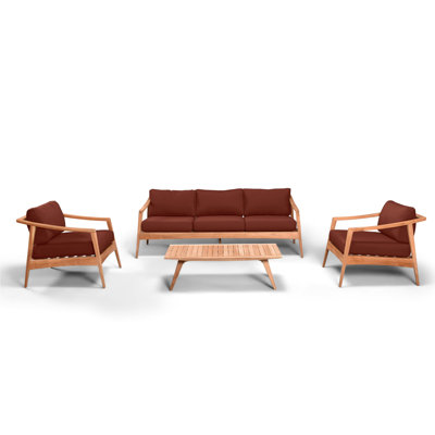 Elswick 4 Piece Teak Sofa Seating Group with Sunbrella Cushions -  Joss & Main, D7F335775D7B44AB9BBB500616468105
