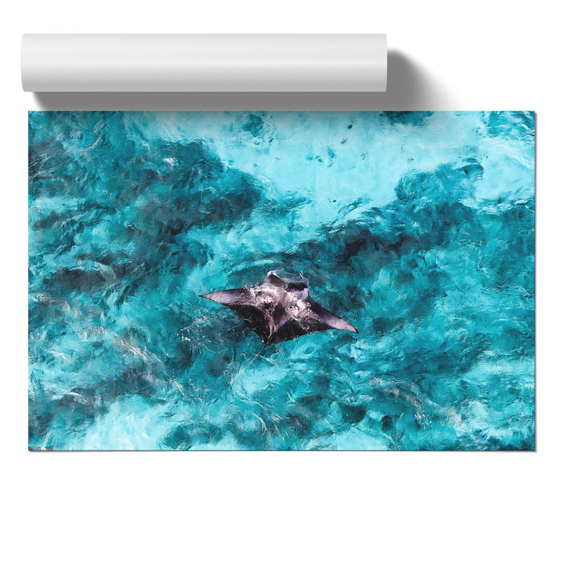 Manta Ray Painting - Frameless Print, 42cm H x 59cm W x 0.1cm D