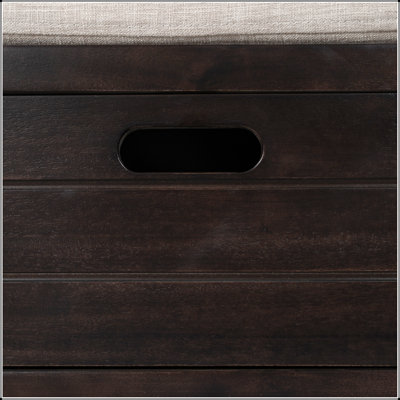 Storage Bench with Removable Basket and 2 Drawers, Fully Assembled Shoe Bench with Removable Cushion (Espresso)