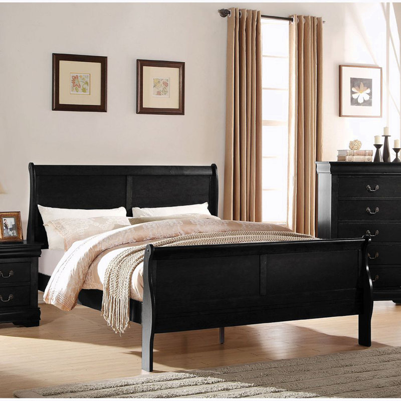 Dubin Low Profile Sleigh Standard Bed,bed frame,platform bed Clearance between Floor & Rail: 10", Twin, Black