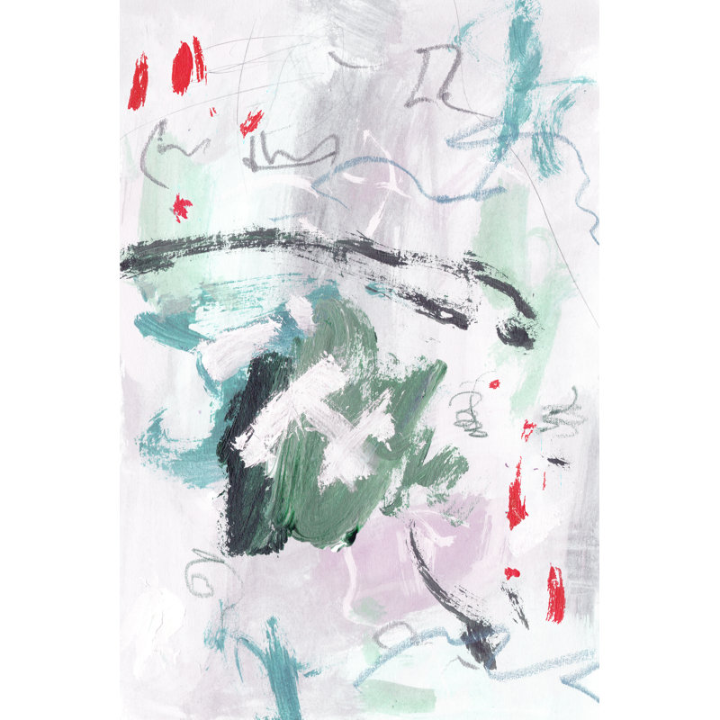 Rouge Splash I by Melissa Wang - Painting on Canvas, 76 cm H x 51 cm W, Black Floater Framed