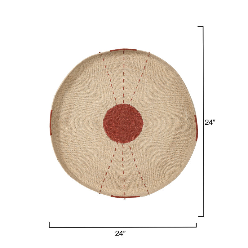 Sundial Seagrass Round Wall Art, Teal, Brown/Red