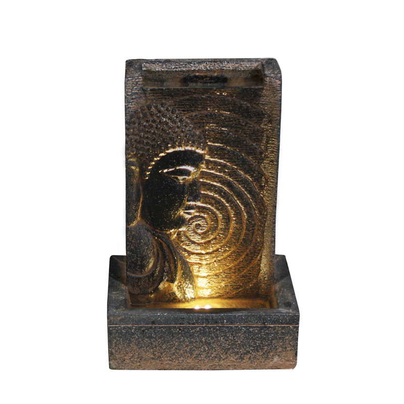 Fontaine Bouddha en résine avec lumière