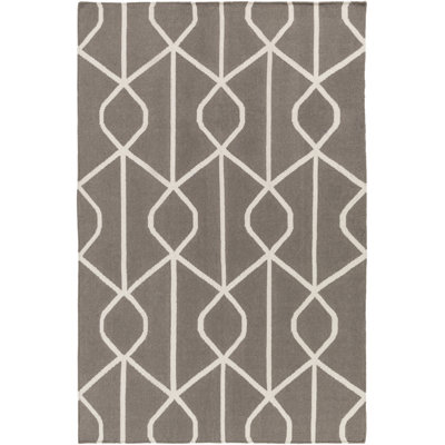 Tapis beige / gris en laine tissé à la main Murrill