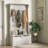3-In-1 Entryway Hall Tree with Storage Bench, Coat Rack with Five Hooks and Shoe Storage, Distressed White