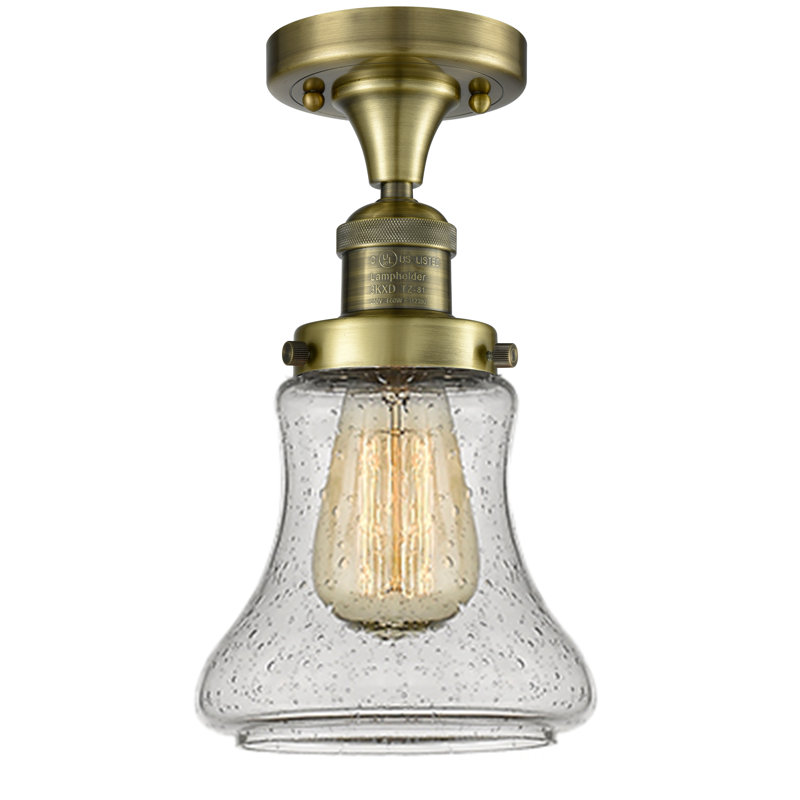 Plafonnier semi-encastré à 1 lumière Edda, Laiton antique, Ampoule DEL 6 watts Vinage, Grainé