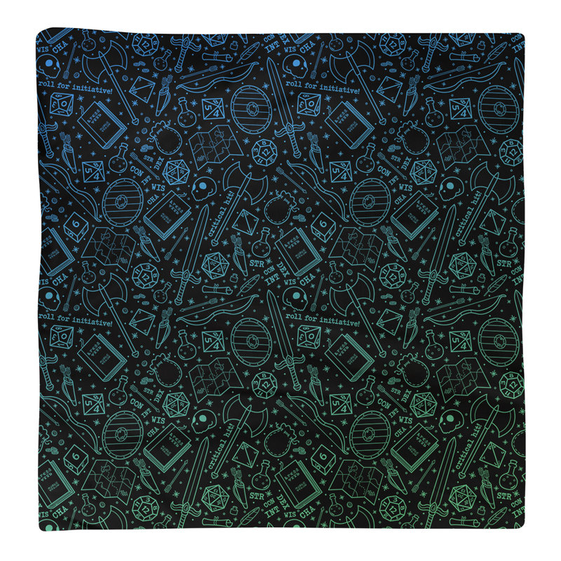 Serviette en coton à motif rpg lines, H 0,1 po x l 10 po x P 10 po, Bleu / dégradé vert, Sergé de polyester