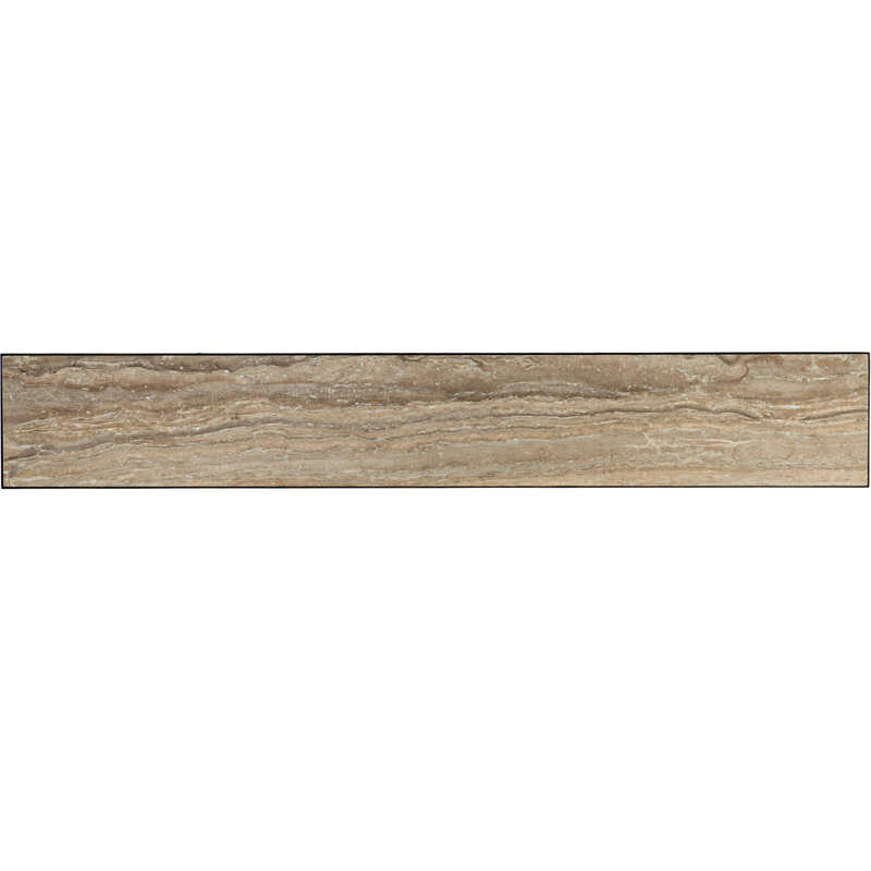 La Grange 91'' Beige Stone Top Console Table with Metal Base