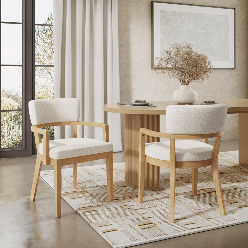 Chaises de salle à manger rembourrées Haven, Coussin beige / structure en chêne