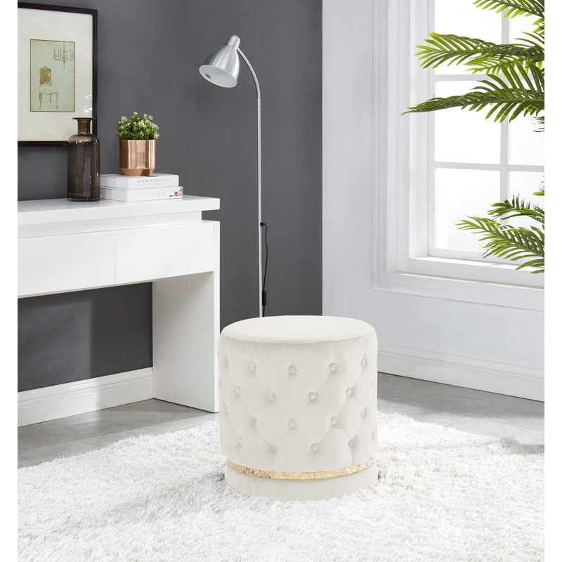 Crofton Velvet Swivel Vanity Stool, Ivory