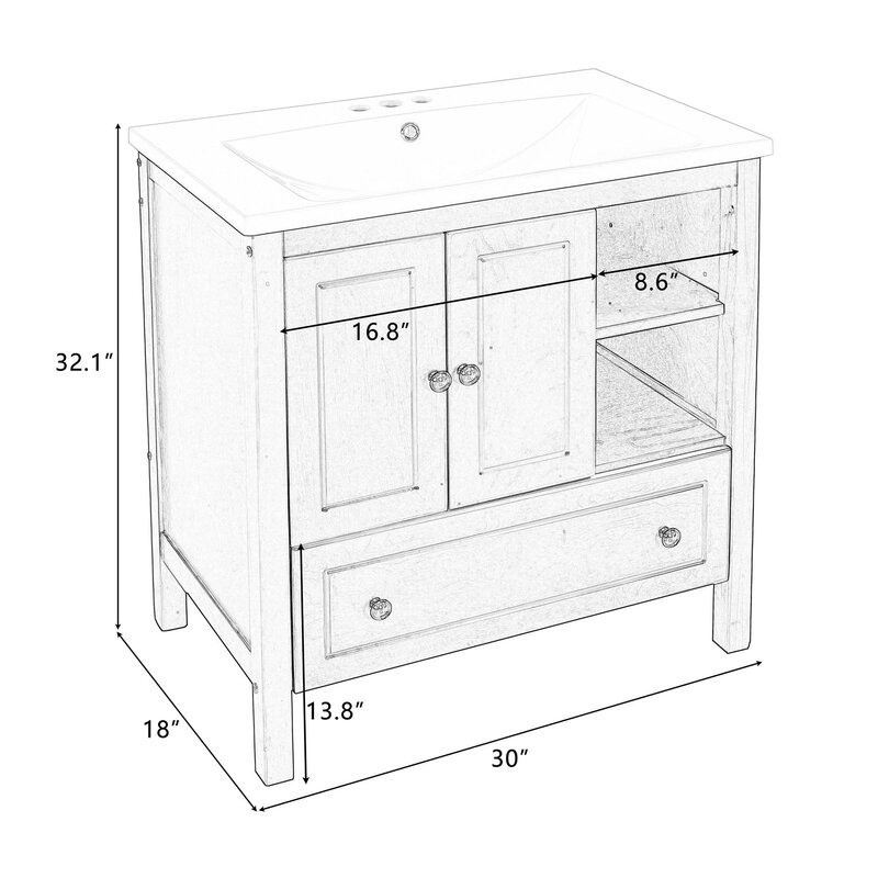 Aoche 30'''' Single Bathroom Vanity Base Only & Reviews | Wayfair