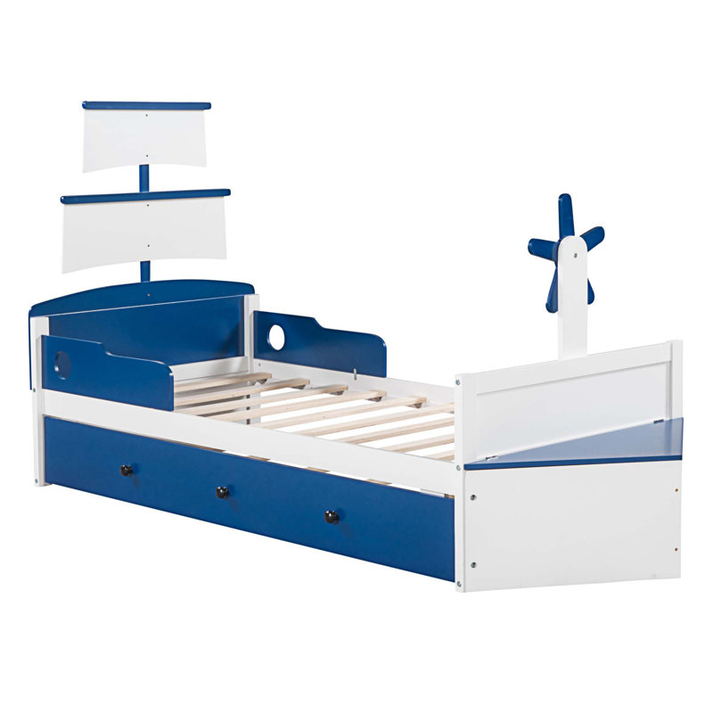 Teddy Wood Boat-Shaped Bed
