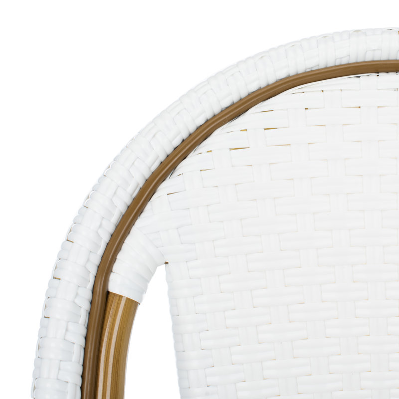 Casidy Wicker Premium All-Weather Wicker Outdoor Dining Side Chair, White