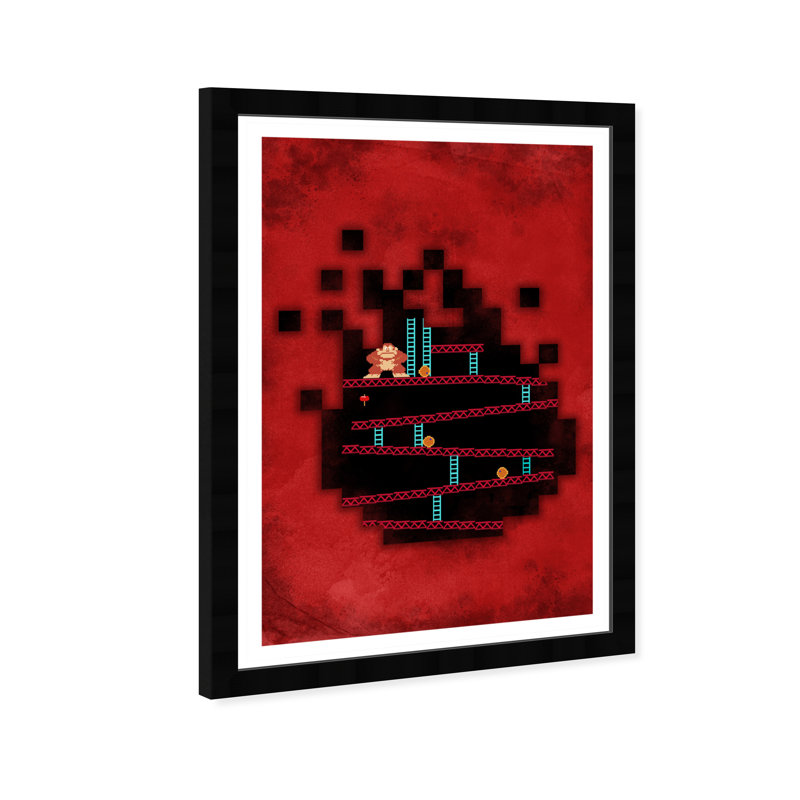 Nostalgic Arcade Game Red and Black Framed Wall Art