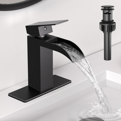 Square-shaped Recessed Waterfall Bathroom Faucet Single-handle Faucet With Drain Assembly By Besy
