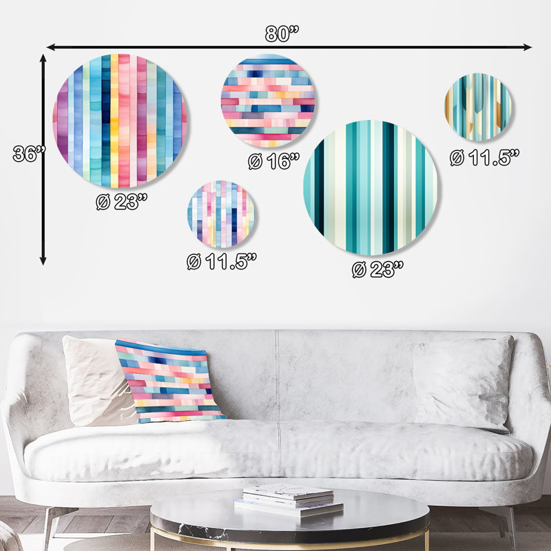 Charlcombe - Ensemble abstrait d'art mural rond moderne de 5