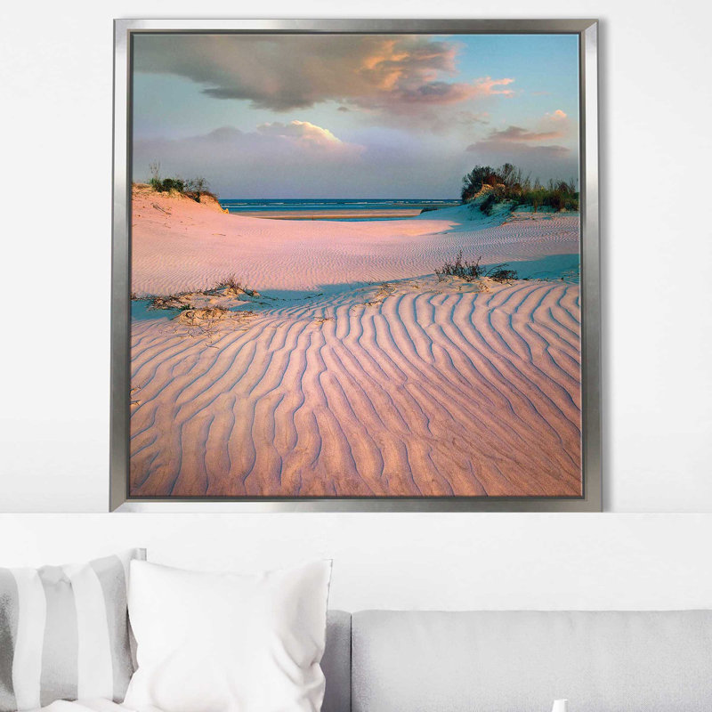 «Little Talbot Island» (imprimé carré), Cadre flottant argent, H 39,5 po x l 39,5 po x P 2 po